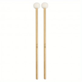 Lixada 1 Pair Felt Mallets Drum Sticks with Wood Handle for Percussion Instrument White