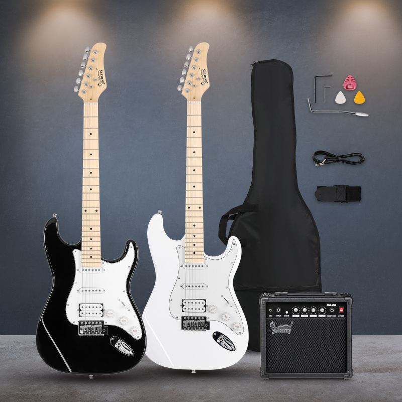 gst stylish h s s pickup electric guitar kit with 20w amp bag guitar strap white details 7