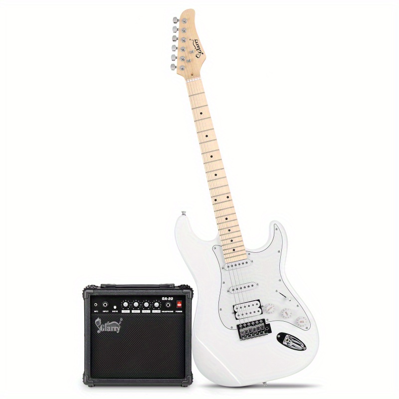 gst stylish h s s pickup electric guitar kit with 20w amp bag guitar strap white details 8