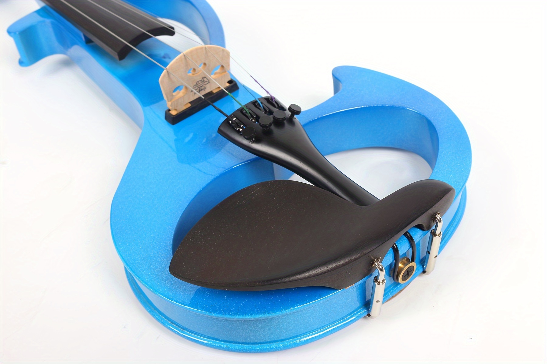 blue full size 4 4 electric violin solid wood designed for features ebony wood fingerboard and electric setup for amplified sound 1 8 audio to widely amplifiers or headphone integration enabling sessions details 8