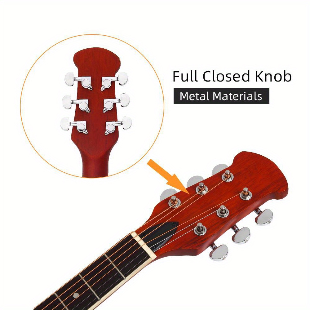 acoustic guitar with spruce top grape hole design round back adjustable neck burlywood finish 41 inch details 6