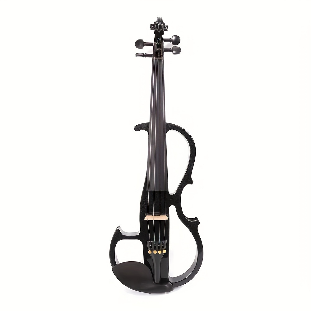 16inch electric viola solid wood with ebony viola fingerboard chin rest viola pegs viola case bow black silent for professional or beginners to practice black details 3