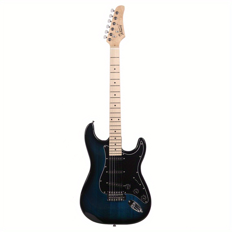 gst stylish electric guitar kit with black pickguard dark blue details 0