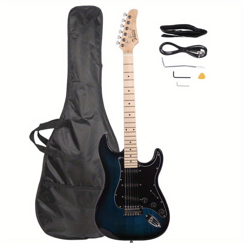 gst stylish electric guitar kit with black pickguard dark blue details 1