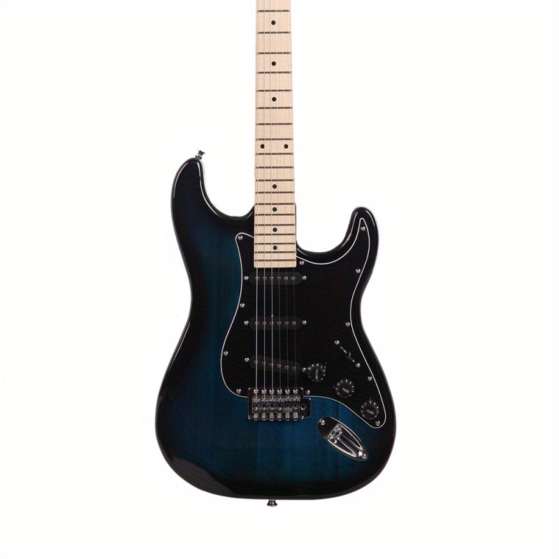 gst stylish electric guitar kit with black pickguard dark blue details 3