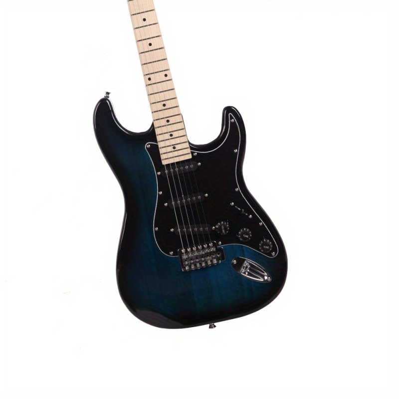 gst stylish electric guitar kit with black pickguard dark blue details 4
