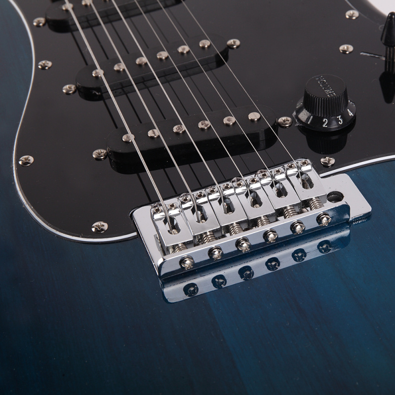 gst stylish electric guitar kit with black pickguard dark blue details 6