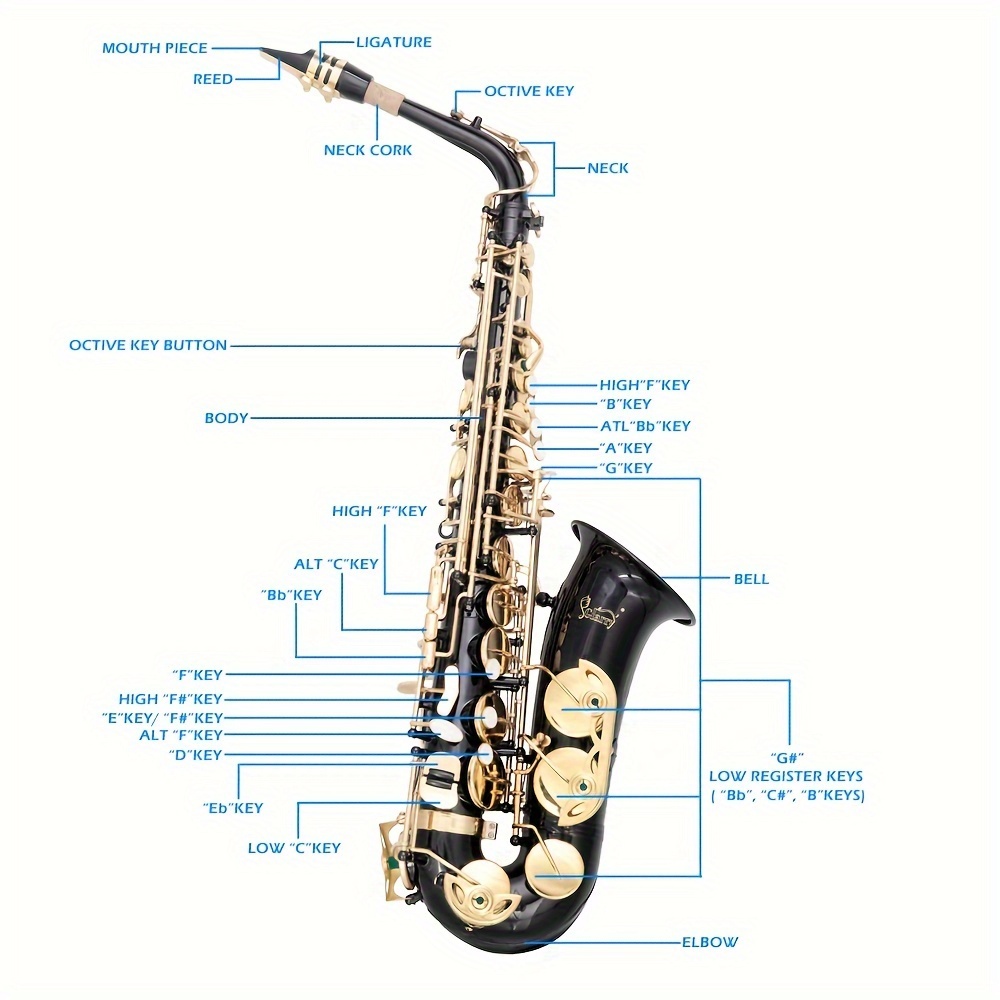 alto saxophone alto sax eb with 11reeds case black color for students and beginners details 5