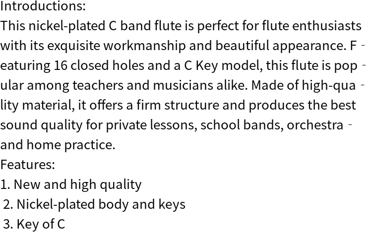 high quality nickel plated c band flute with for flute enthusiasts 16 closed holes key of material flute details 0