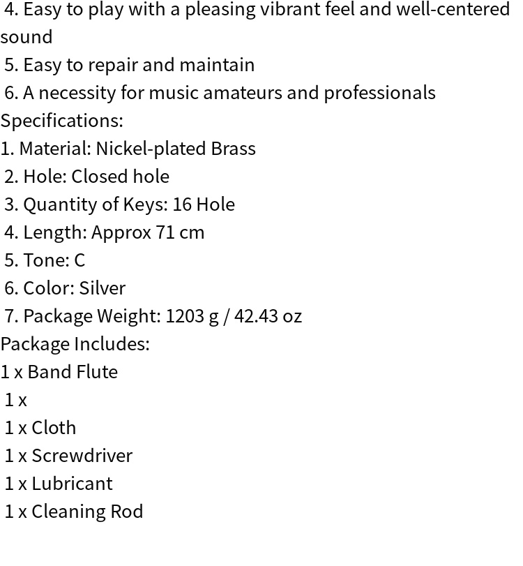 high quality nickel plated c band flute with for flute enthusiasts 16 closed holes key of material flute details 1