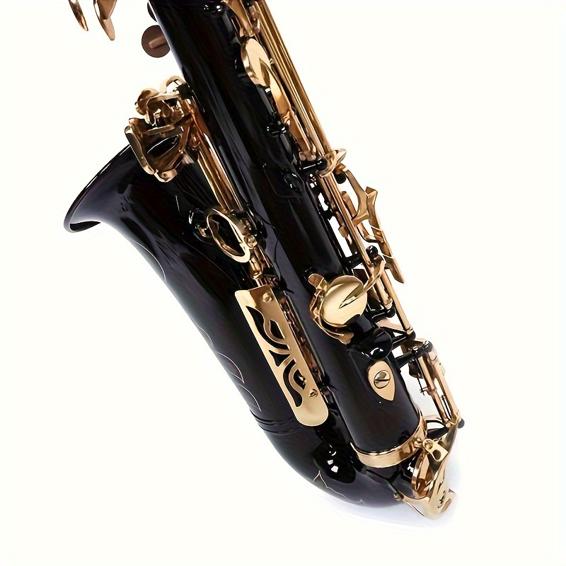 be brass carving pattern pearl white shell button saxophone with strap black details 5