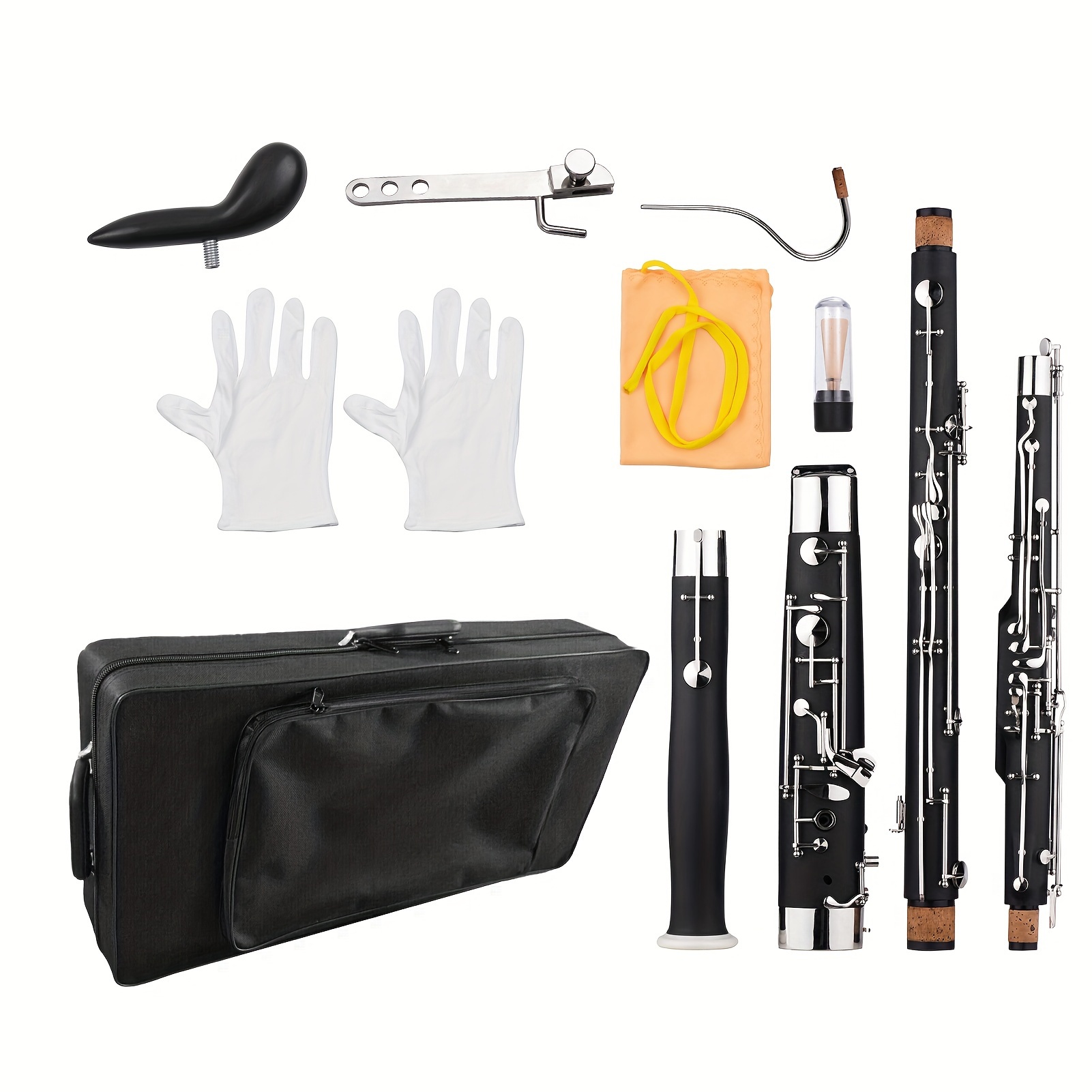 professional c key woodwind instrument synthetic wood body cupronickel silver plated nickel plated keys with reed gloves cleaning cloth carrying case details 1