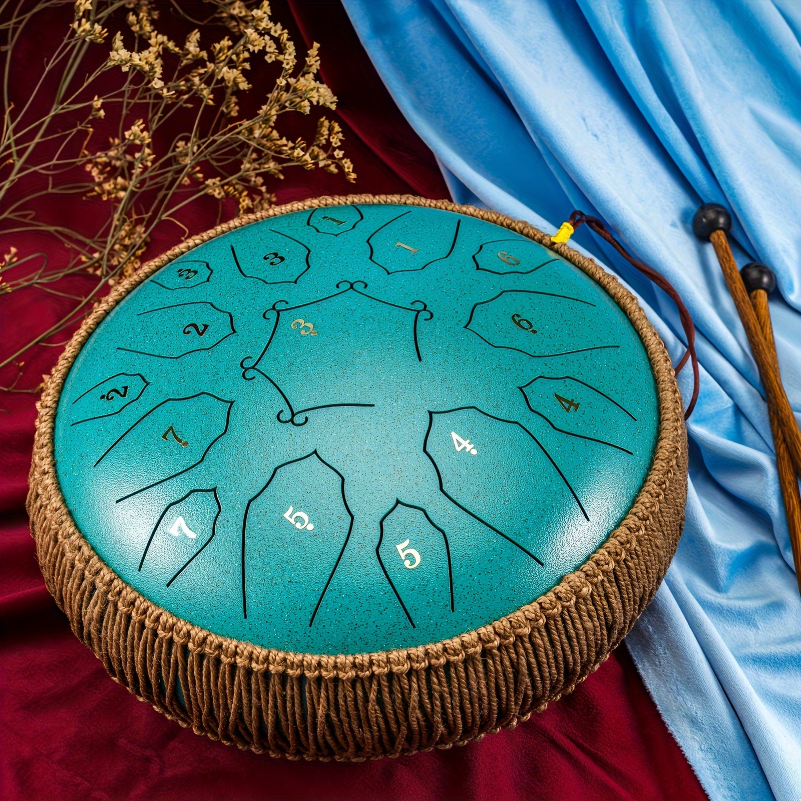 a 15 note steel tongue drum percussion instrument in the key of d corn shaped hand drum with drumsticks carrying bag and sheet education concerts spiritual healing yoga entertainment happy eid details 5