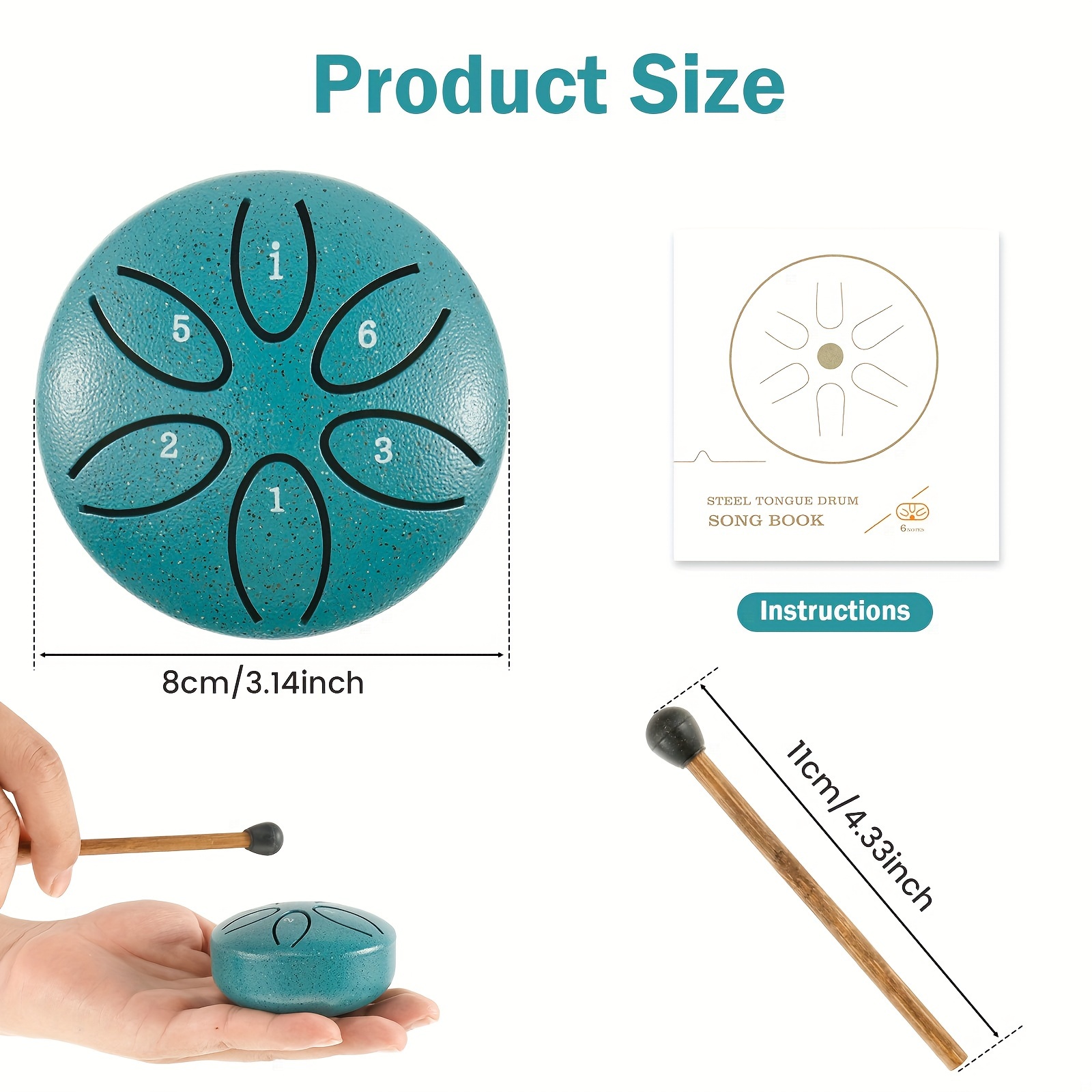 rain drum for outdoor 3 inch steel tongue drum rain chime 6 note rain drum instrument soothing sound steel tongue drum drum with drum mallet for yoga meditation camping music enlightenment details 0
