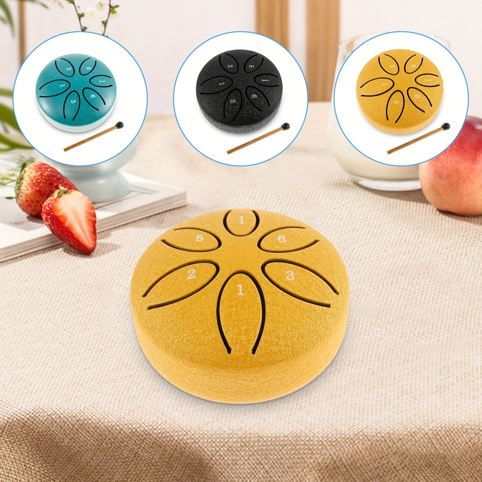 rain drum for outdoor 3 inch steel tongue drum rain chime 6 note rain drum instrument soothing sound steel tongue drum drum with drum mallet for yoga meditation camping music enlightenment details 2