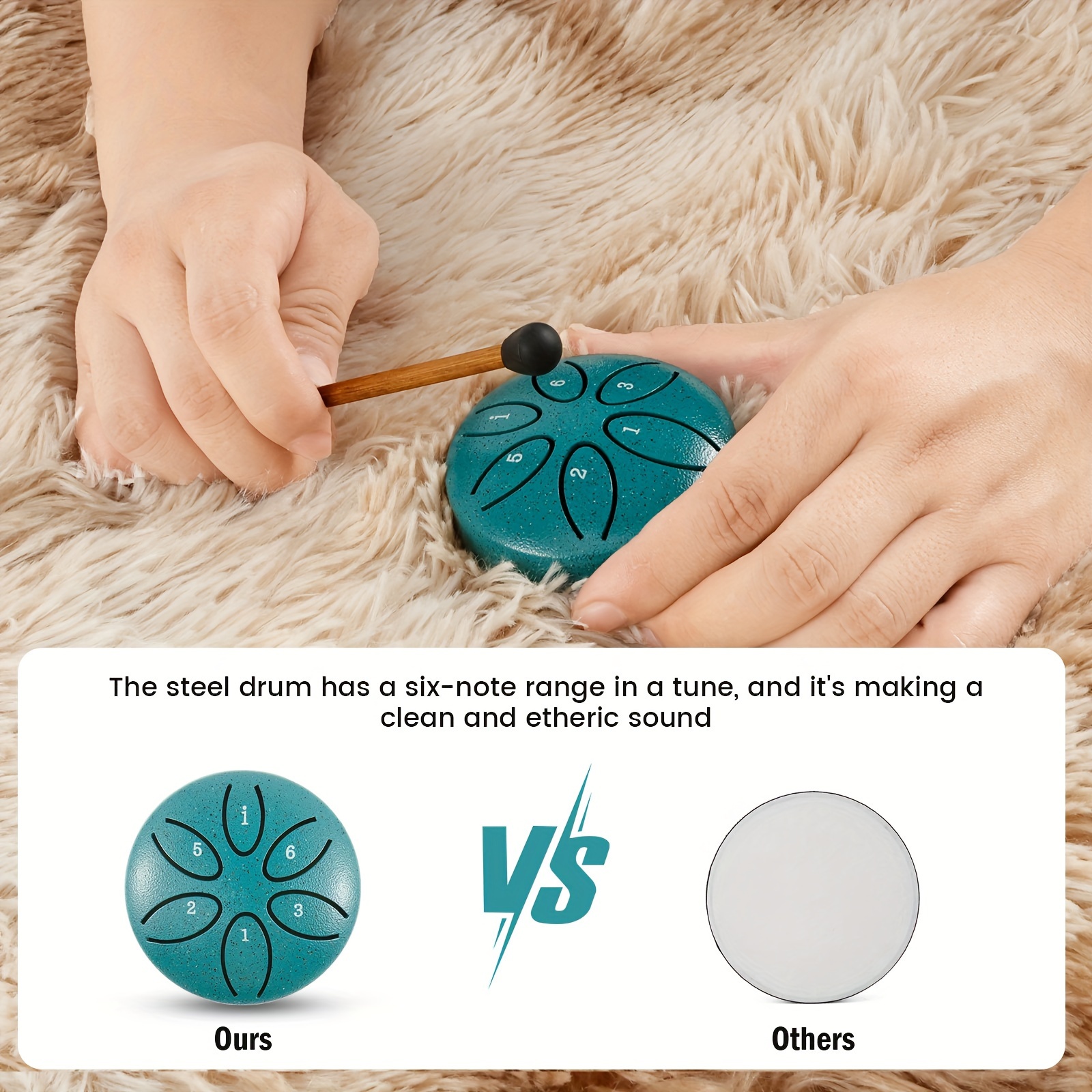 rain drum for outdoor 3 inch steel tongue drum rain chime 6 note rain drum instrument soothing sound steel tongue drum drum with drum mallet for yoga meditation camping music enlightenment details 4