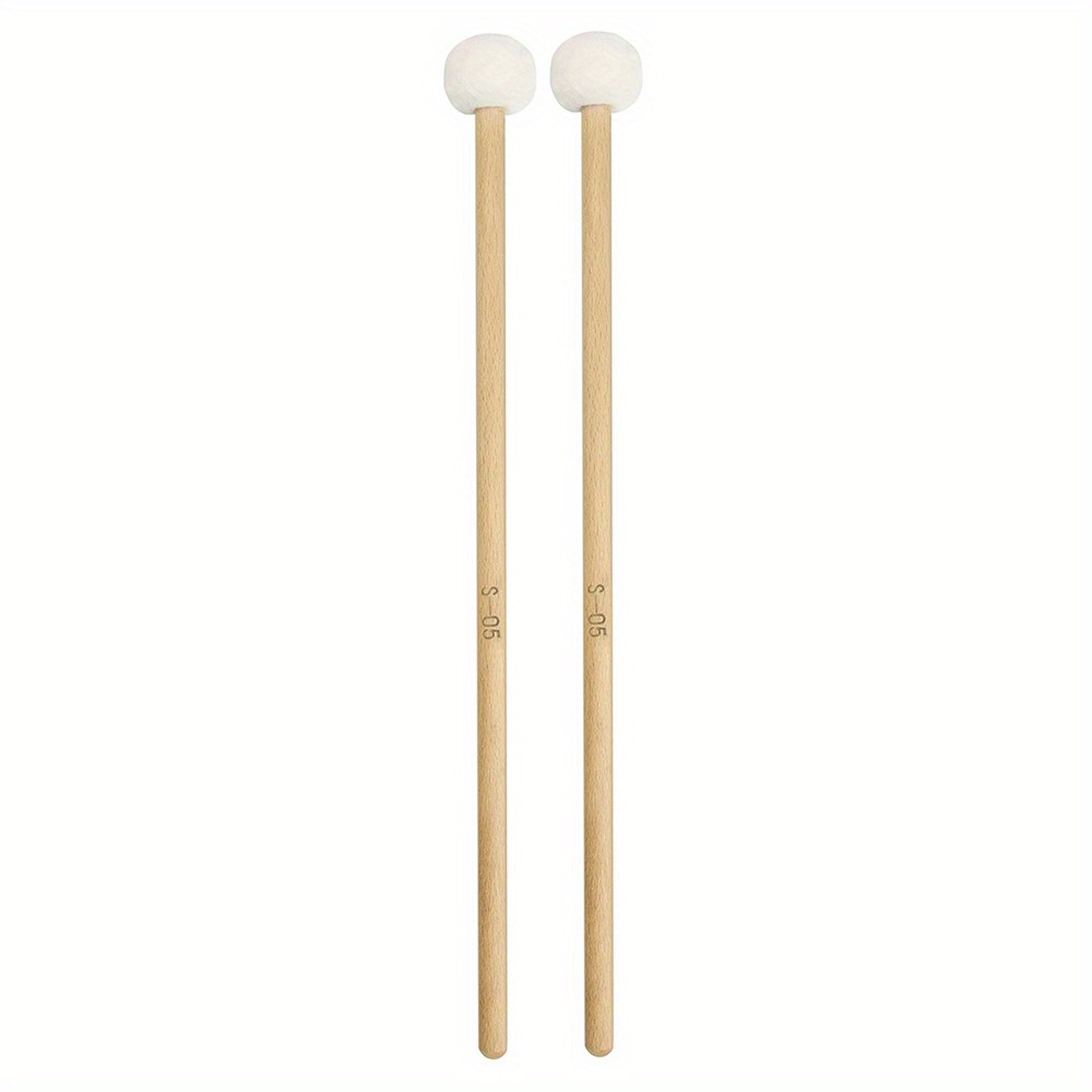 1 pair felt mallets drum sticks with wood handle for percussion instrument white details 0