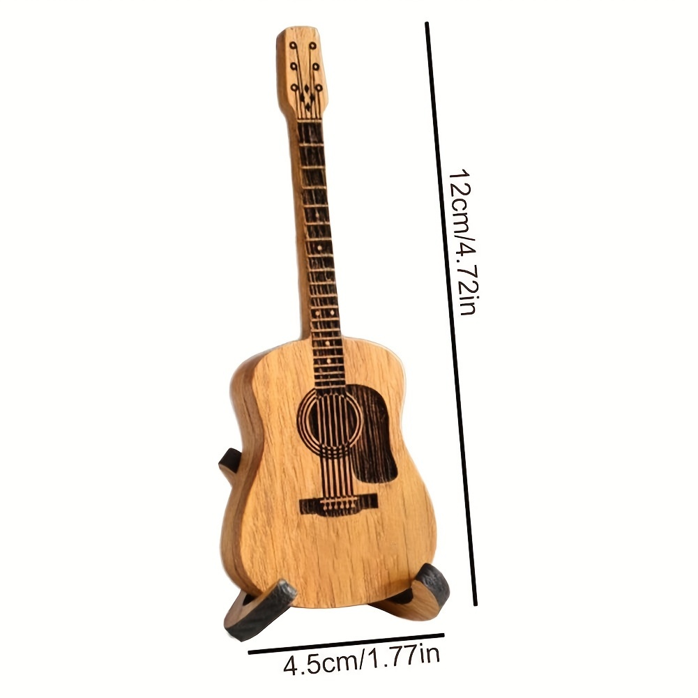 wooden guitar with stand 5pcs picks guitar pick holder box musician engraved wooden plectrum case acoustic guitar box for electric bass guitar ukulele lover details 3